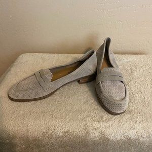 Lucky Brand Beige Suede Slip-On Loafer Caylon Perforated Shoes Close-Toed